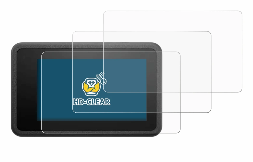 Image of the device DJI Osmo Action 4 with a wide variety of screen protectors.