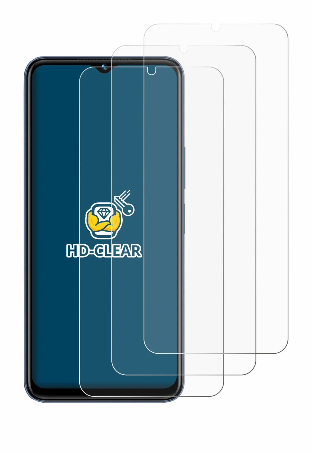 Image of the device Vivo Y22s with a wide variety of screen protectors.