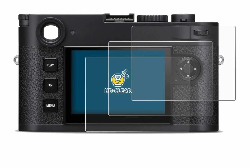 Image of the device Leica M11-P with a wide variety of screen protectors.