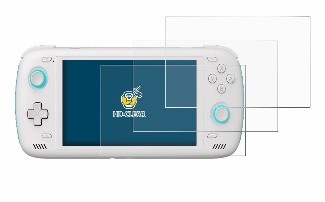 Image of the device AYN Odin 2 with a wide variety of screen protectors.