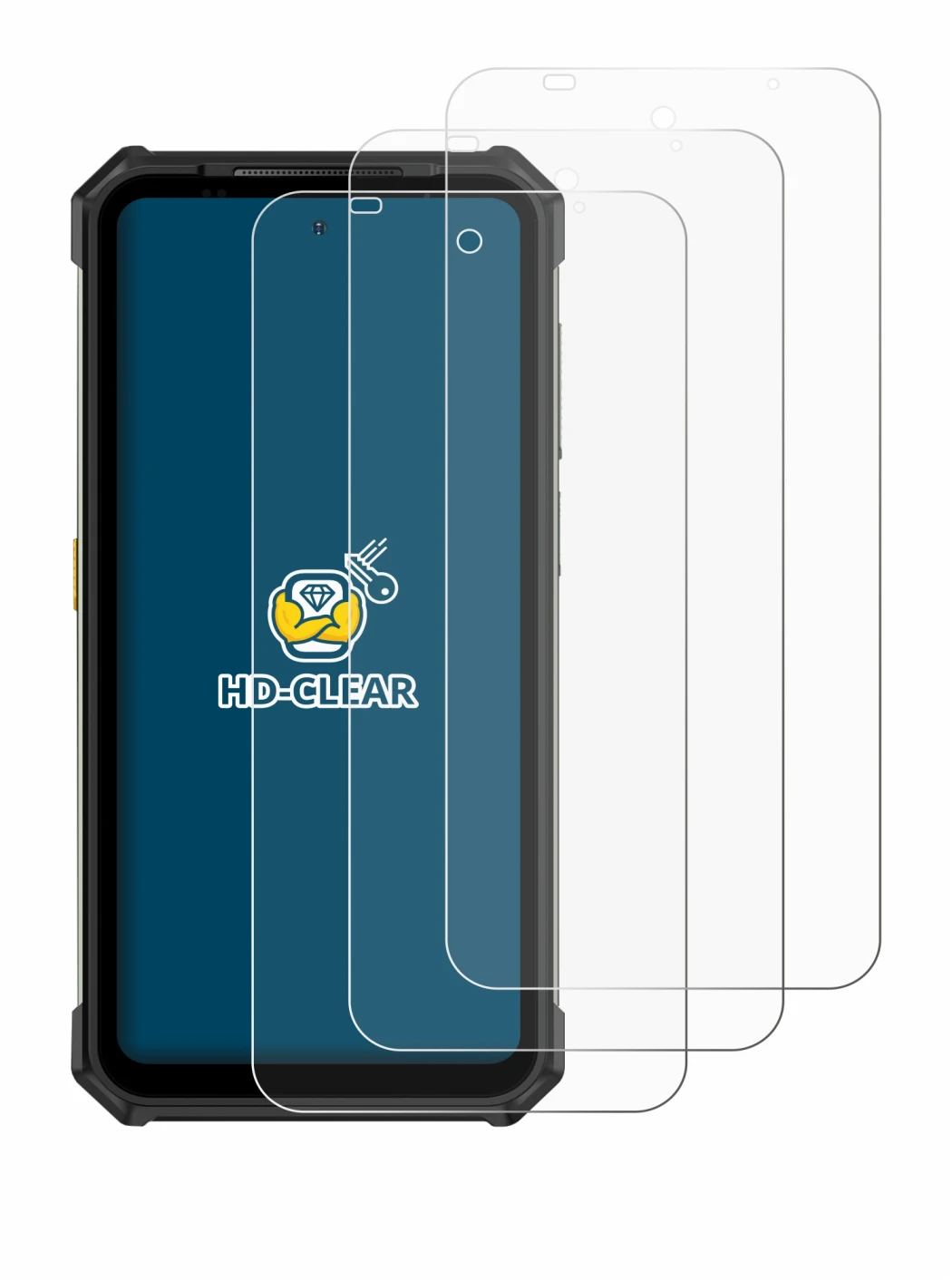 Image of the device Ulefone Armor 24 with a wide variety of screen protectors.