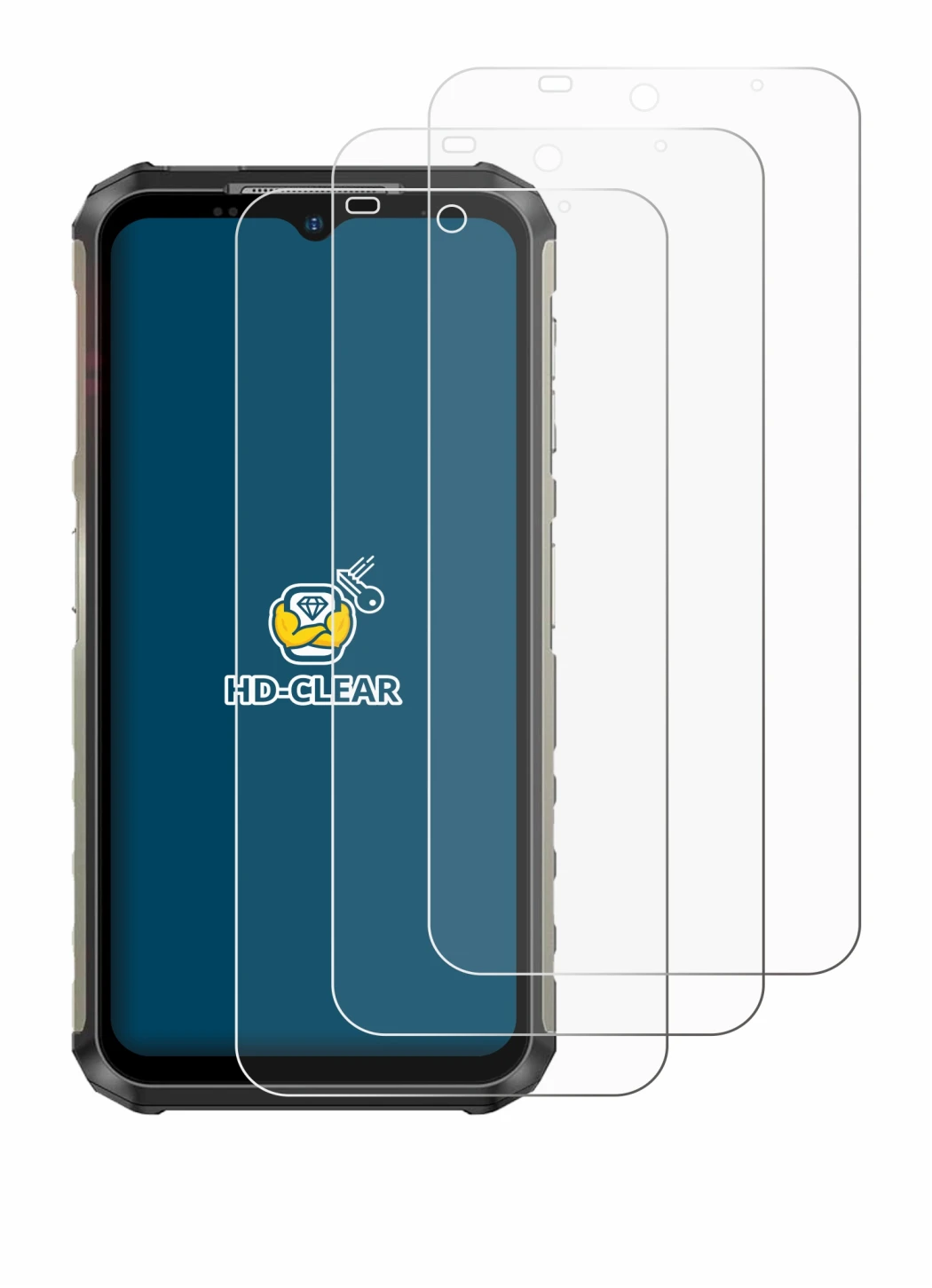 Image of the device Ulefone Armor 22 with a wide variety of screen protectors.