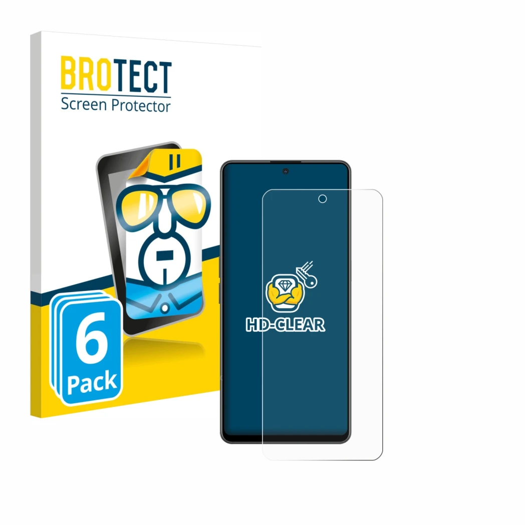 Front side of a product packaging with the brand logo BROTECT. Next to it is the device OnePlus Nord CE 3 Lite shown with the 