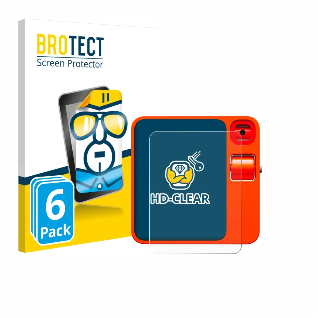 Front side of a product packaging with the brand logo BROTECT. Next to it is the device rabbit r1 shown with the corresponding