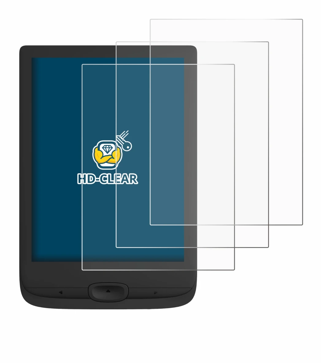 Image of the device PocketBook Basic Lux 4 with a wide variety of screen protectors.