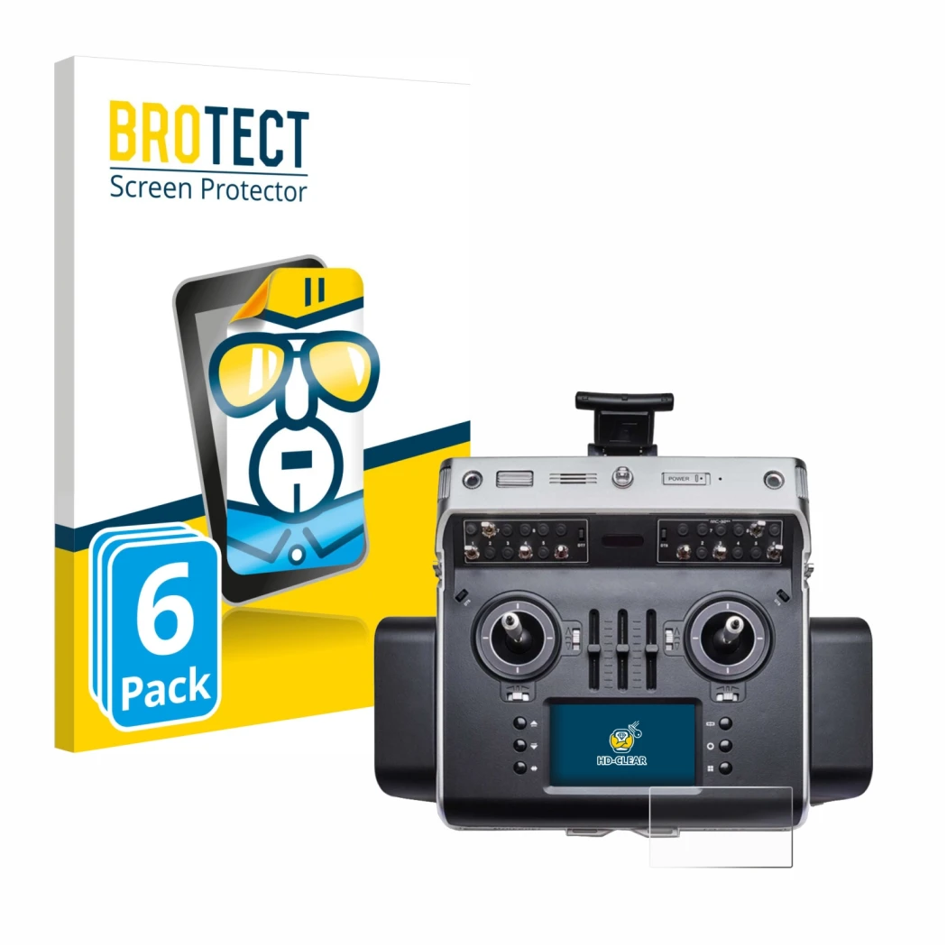 Front side of a product packaging with the brand logo BROTECT. Next to it is the device Graupner MC-32ex shown with the corres