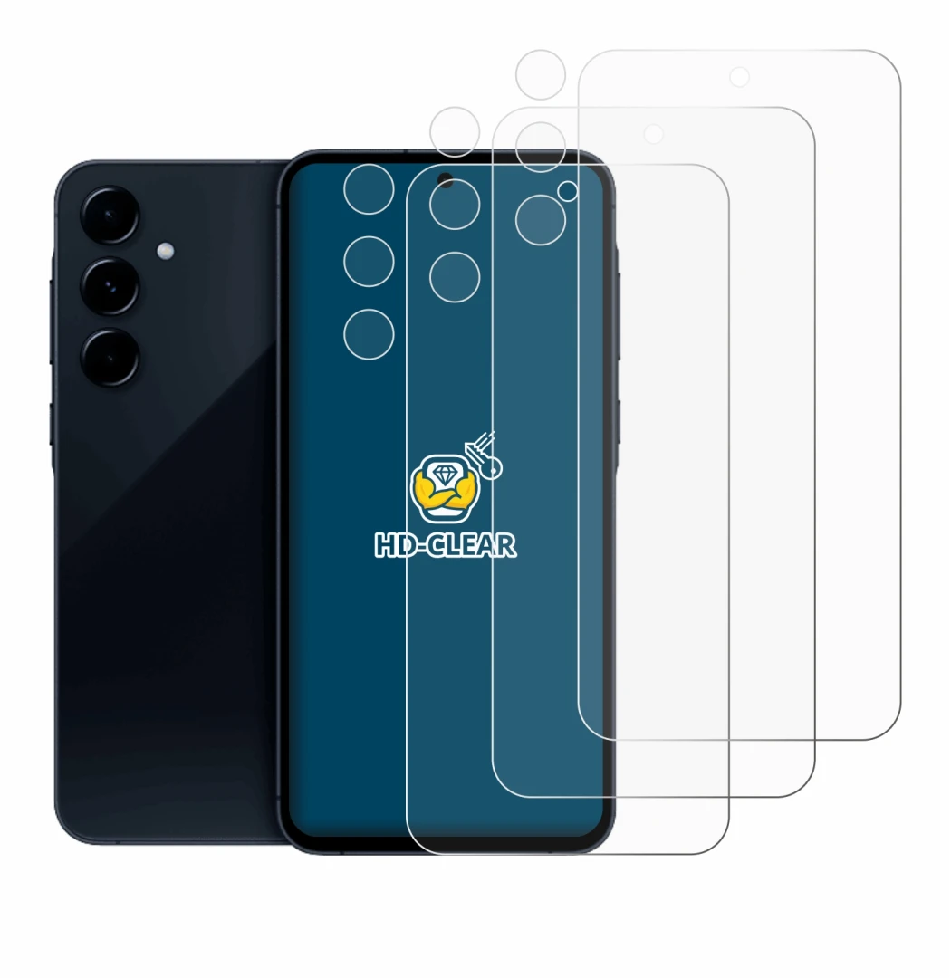 Image of the device Samsung Galaxy A35 5G (Front+Camera) with a wide variety of screen protectors.