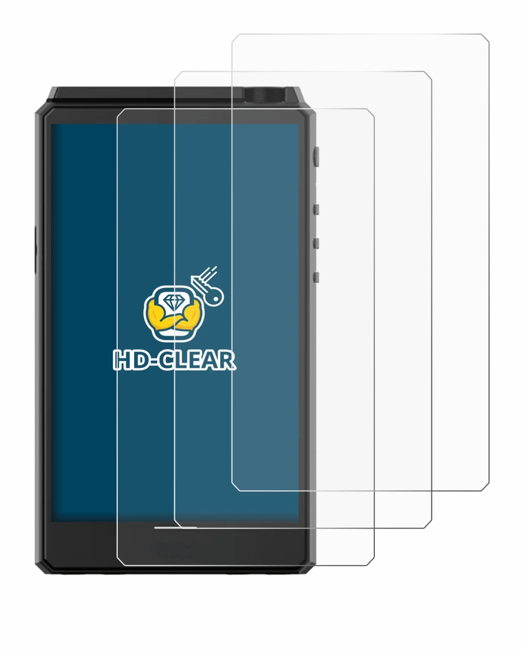 Image of the device Hiby R6 III with a wide variety of screen protectors.