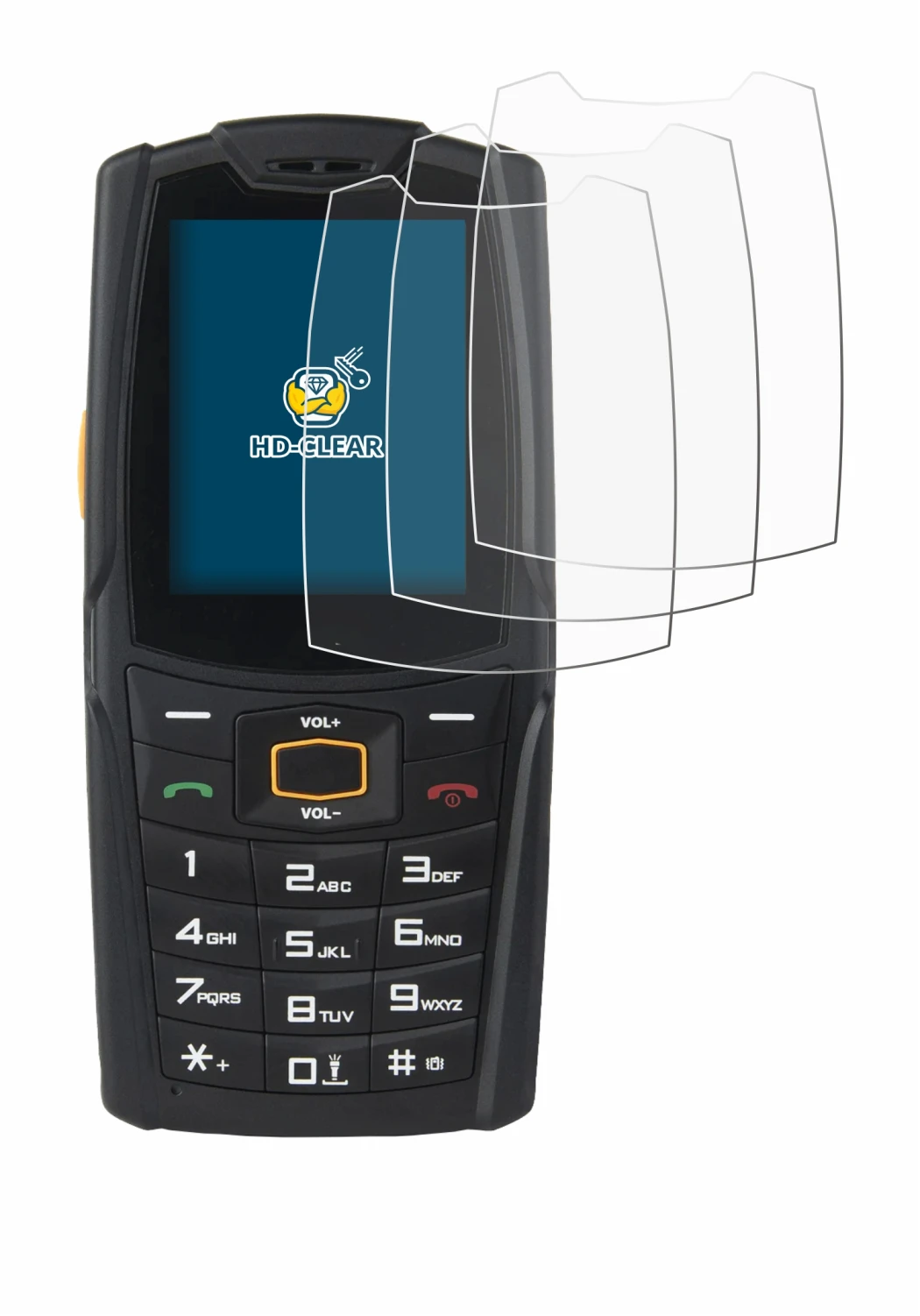 Image of the device AGM M6 with a wide variety of screen protectors.