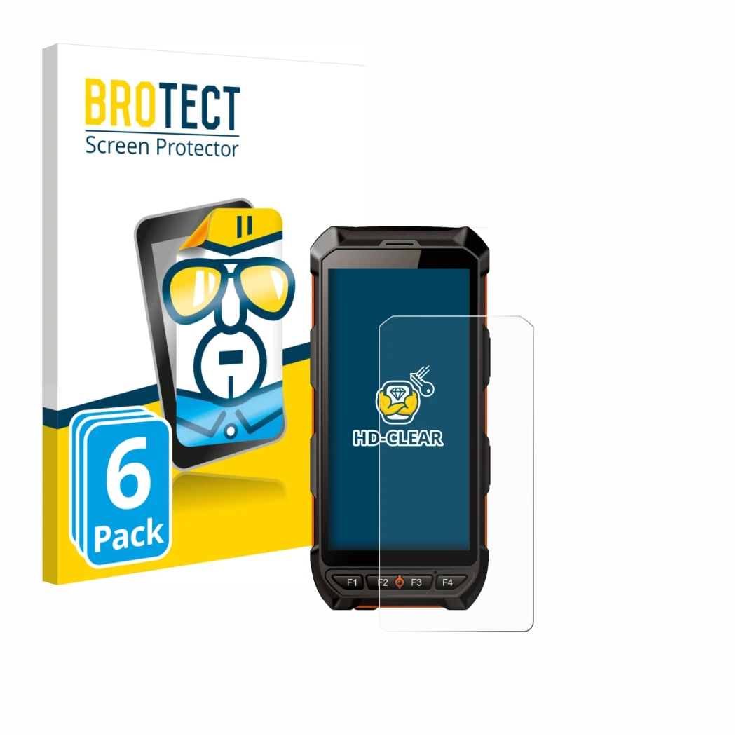 Front side of a product packaging with the brand logo BROTECT. Next to it is the device iDTronic C9 RED shown with the corresp