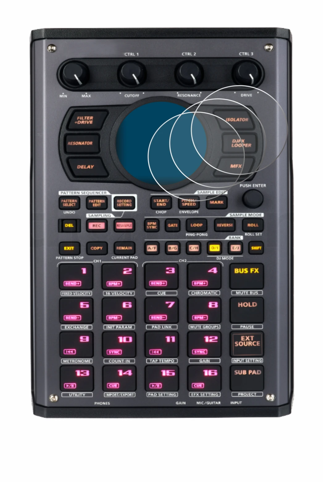 Image of the device Roland SP-404MKII with a wide variety of screen protectors.