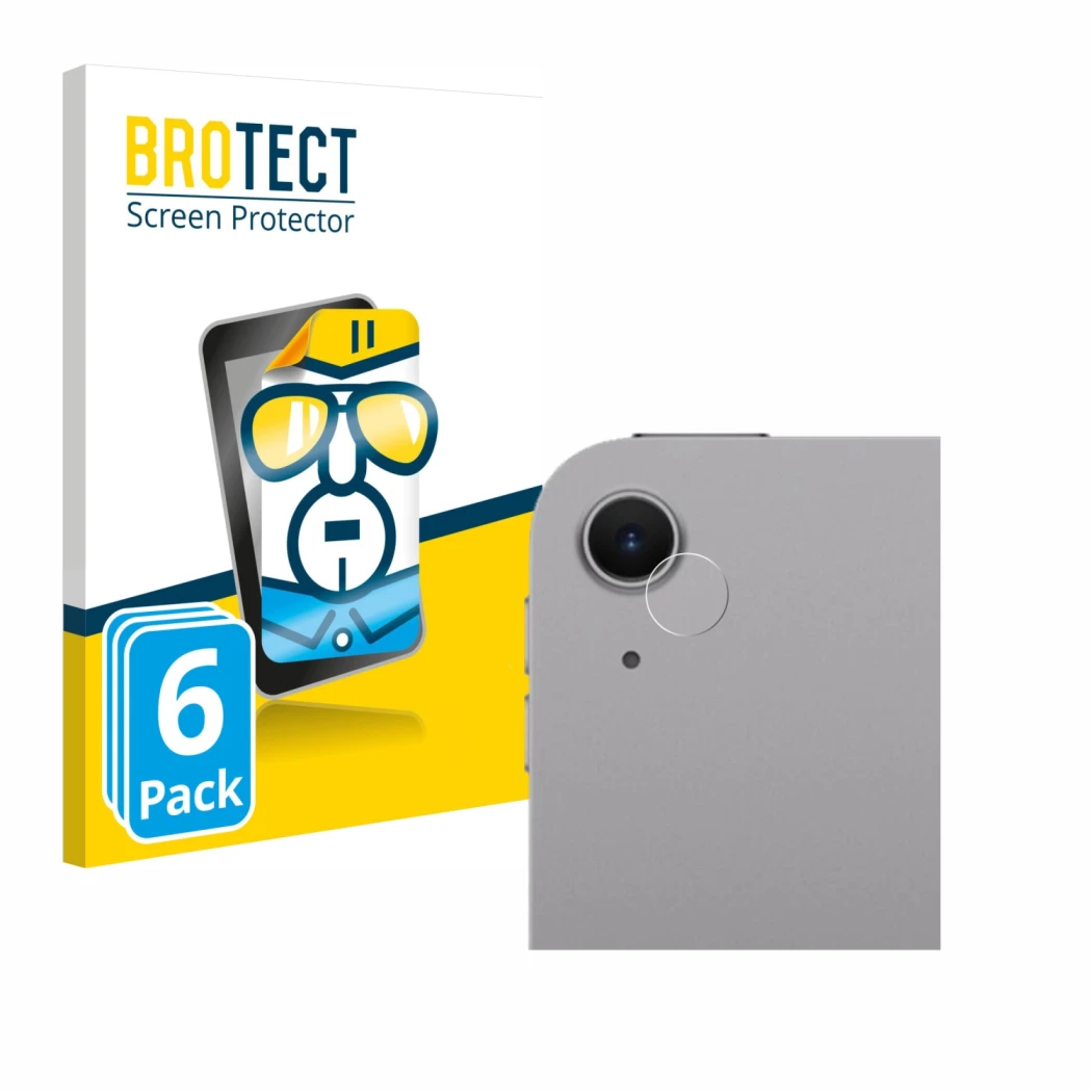 Front side of a product packaging with the brand logo BROTECT. Next to it is the device Apple iPad Air 11