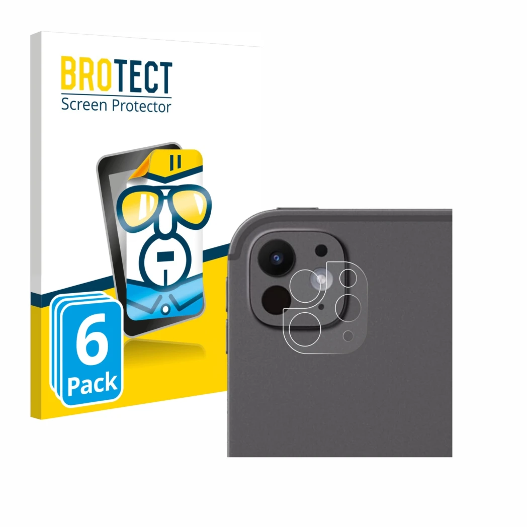 Front side of a product packaging with the brand logo BROTECT. Next to it is the device Apple iPad Pro 11