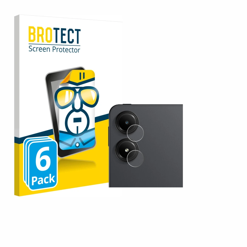 Front side of a product packaging with the brand logo BROTECT. Next to it is the device Xiaomi Redmi Pad Pro (ONLY Camera Lens