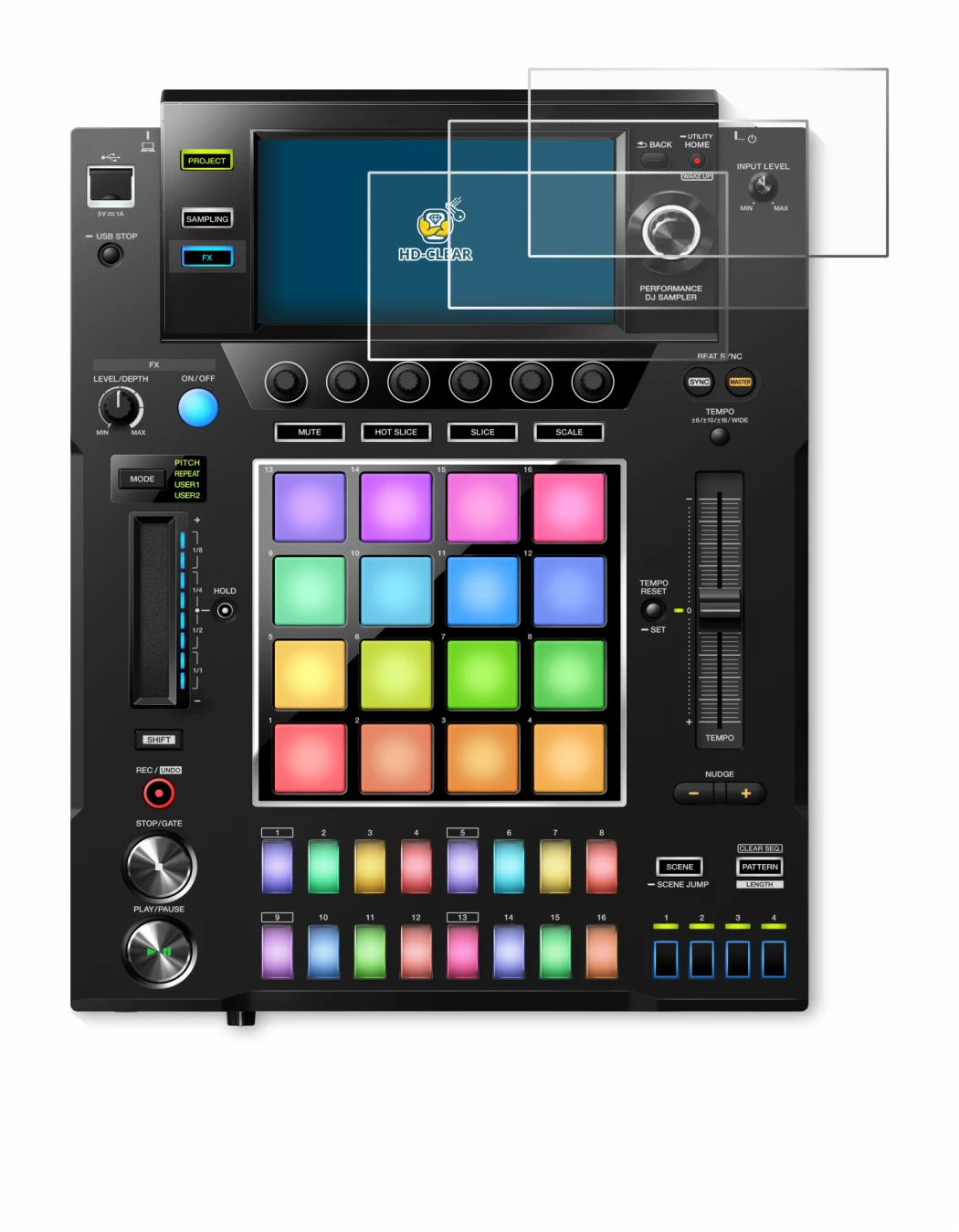 Image of the device Pioneer DJS -1000 with a wide variety of screen protectors.