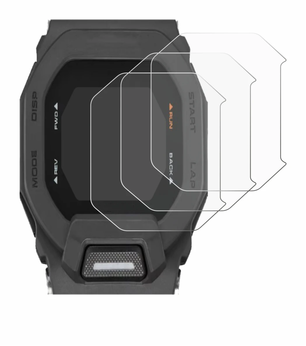 Image of the device Casio G-Shock GBD-200 with a wide variety of screen protectors.