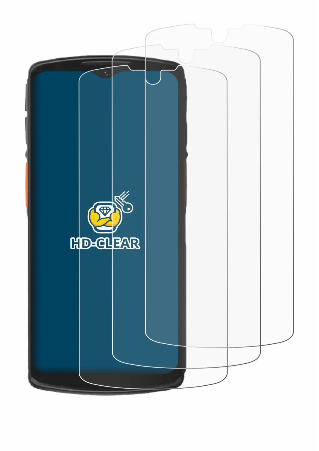 Image of the device Urovo DT66 with a wide variety of screen protectors.