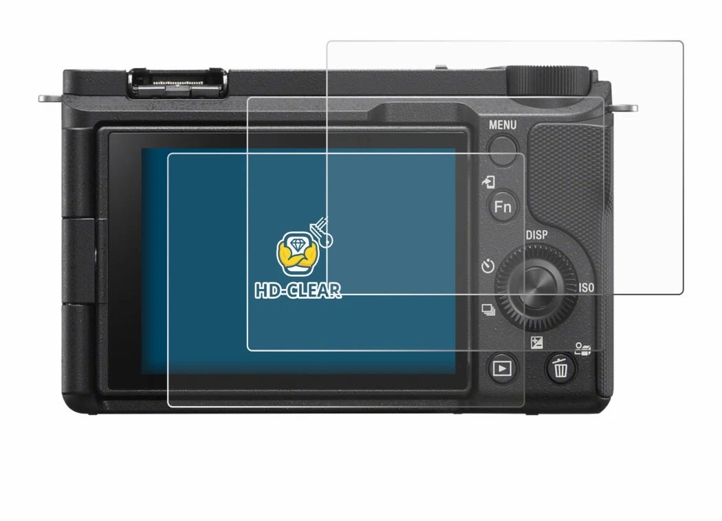 Image of the device Sony Alpha ZV-E10 II with a wide variety of screen protectors.