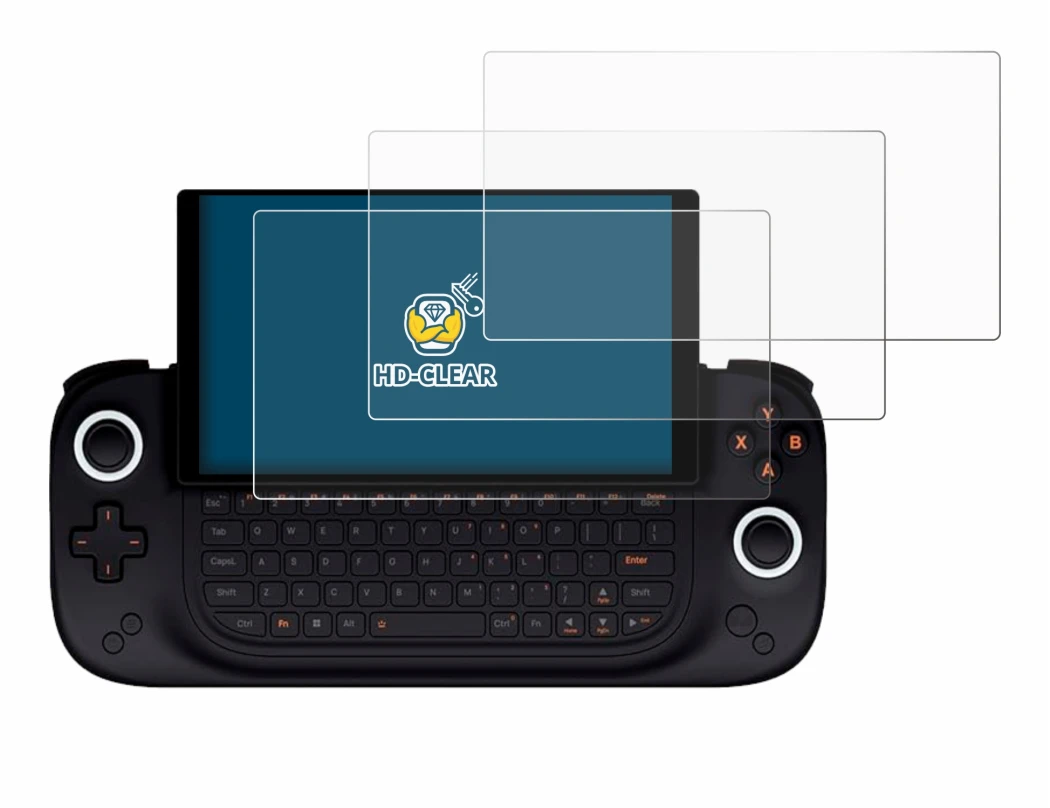 Image of the device Ayaneo Slide with a wide variety of screen protectors.