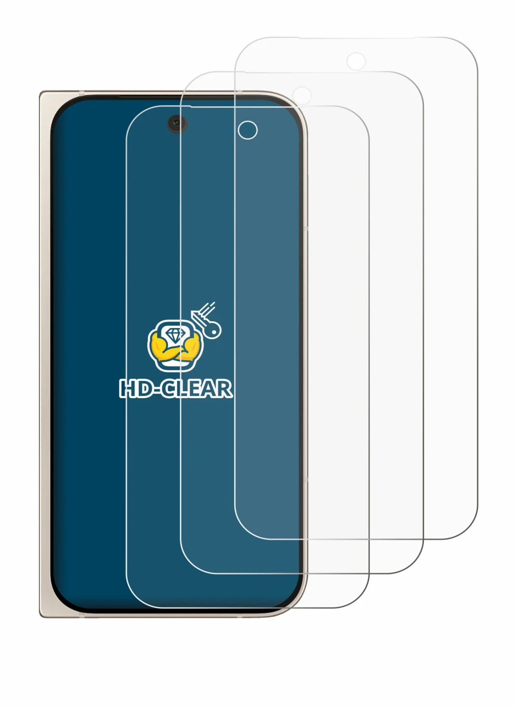 Image of the device Google Pixel 9 Pro Fold with a wide variety of screen protectors.