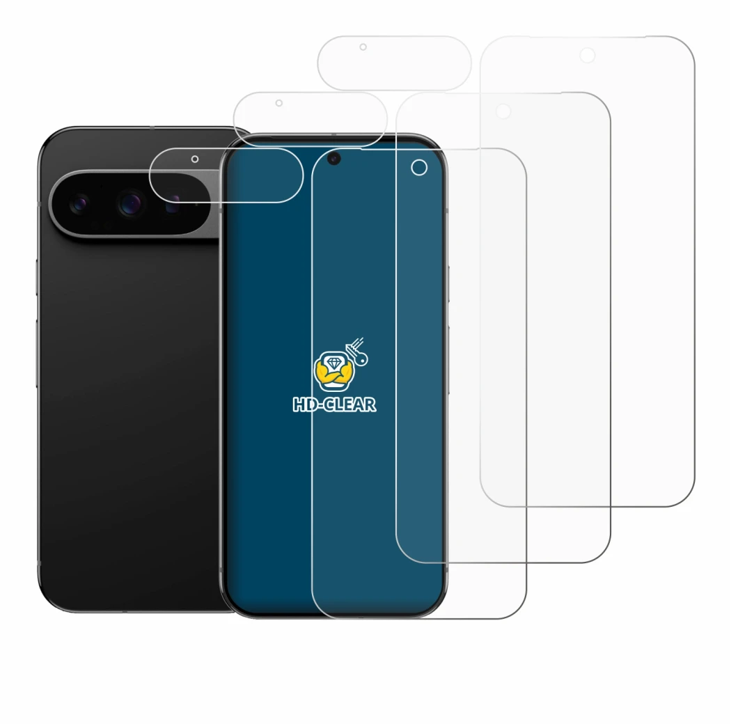 Image of the device Google Pixel 9 Pro XL (Front+Camera) with a wide variety of screen protectors.