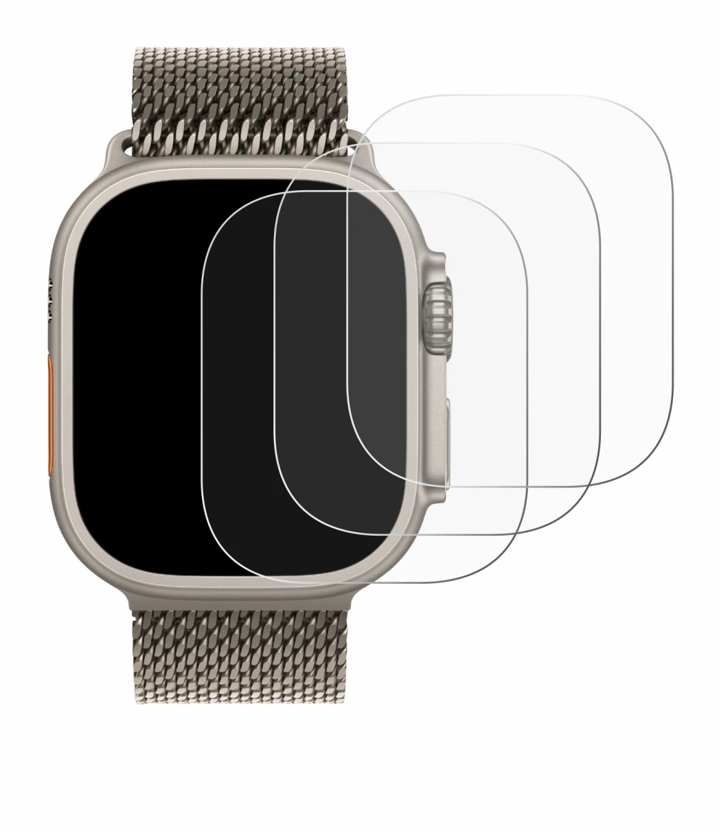 Image of the device Apple Watch Ultra 3 with a wide variety of screen protectors.