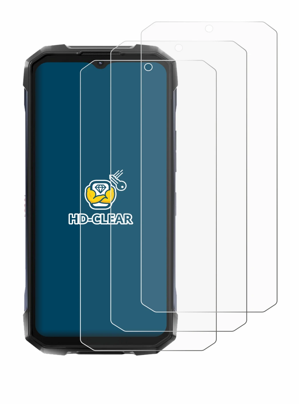 Image of the device Hotwav Hyper 7 Pro with a wide variety of screen protectors.