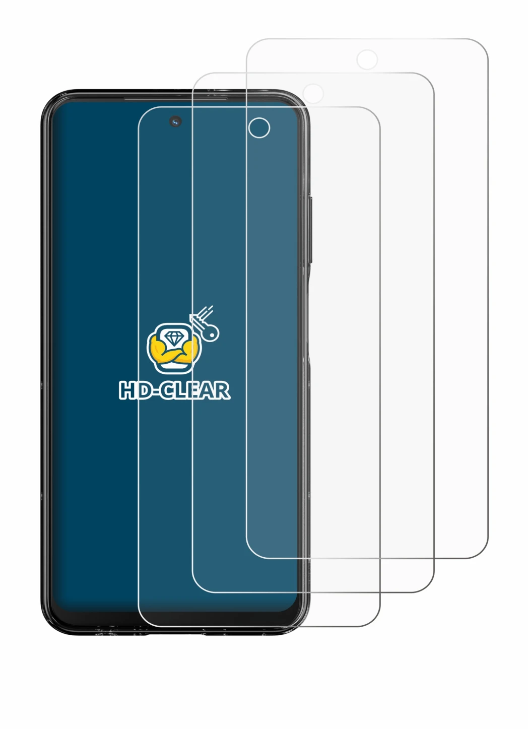 Image of the device HMD Fusion with a wide variety of screen protectors.