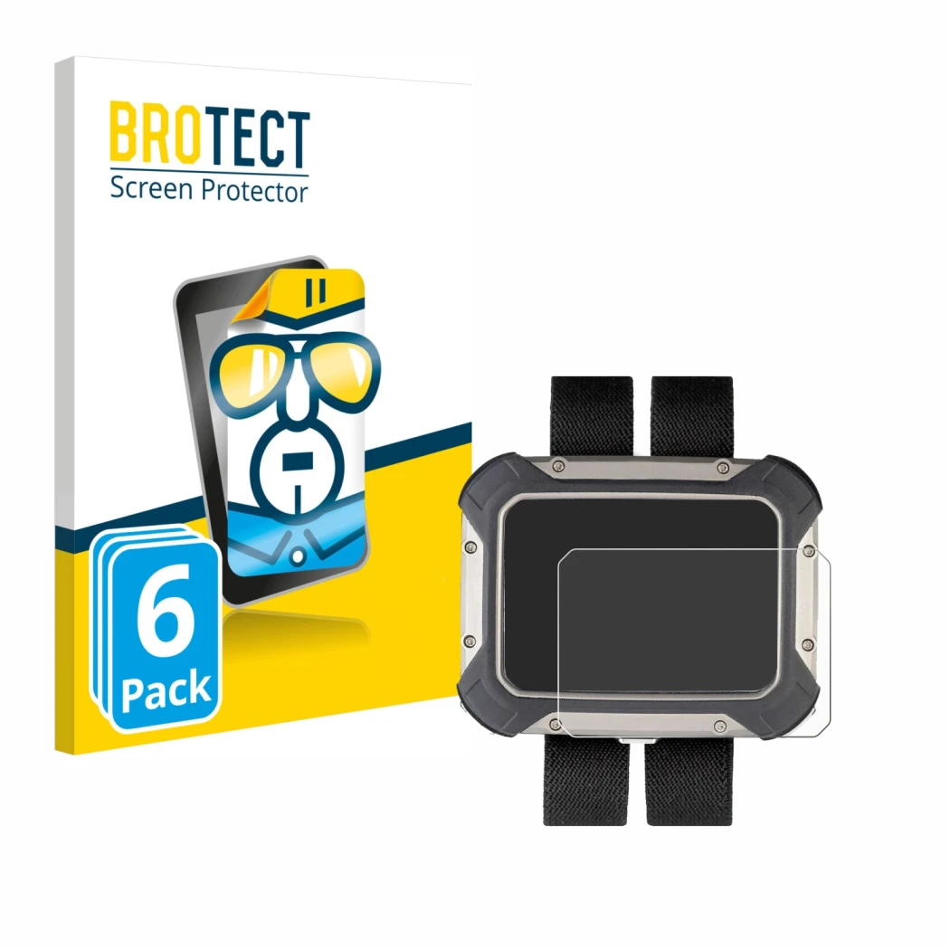 Front side of a product packaging with the brand logo BROTECT. Next to it is the device Apeks DSX shown with the corresponding