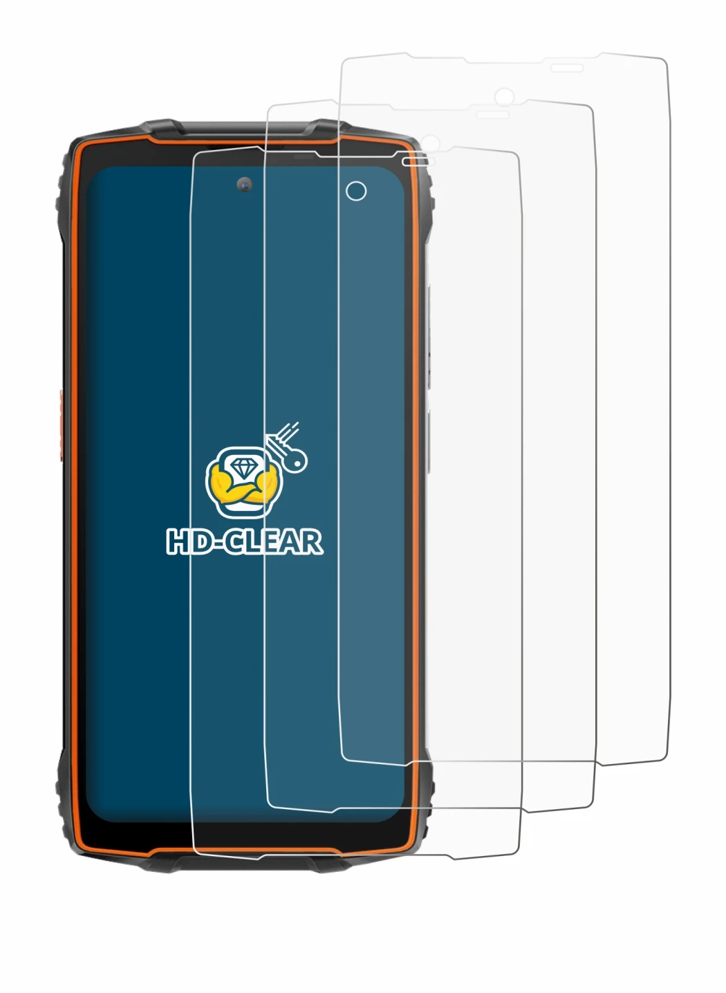 Image of the device Blackview BV8200 with a wide variety of screen protectors.