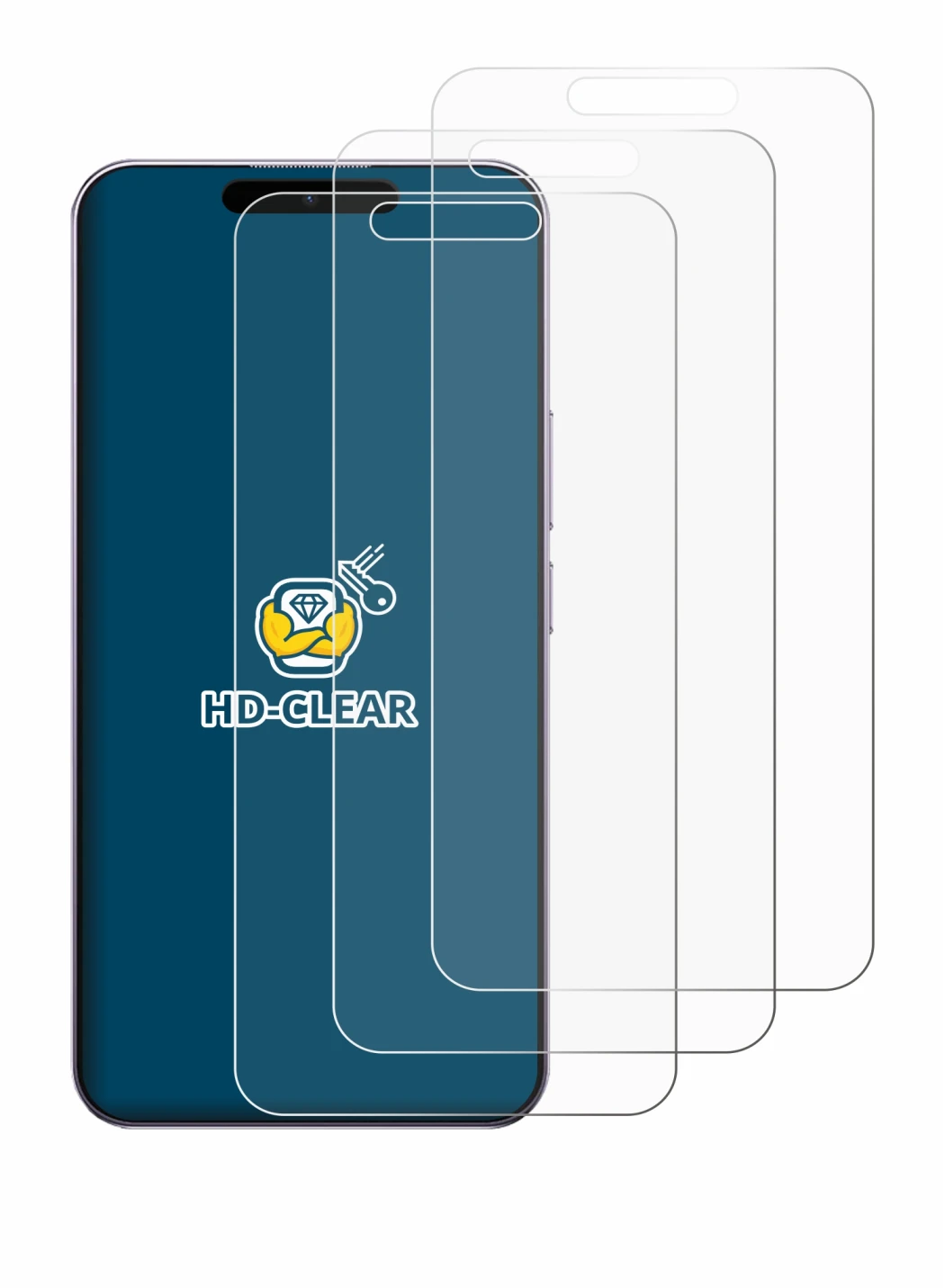 Image of the device Oukitel P1 with a wide variety of screen protectors.