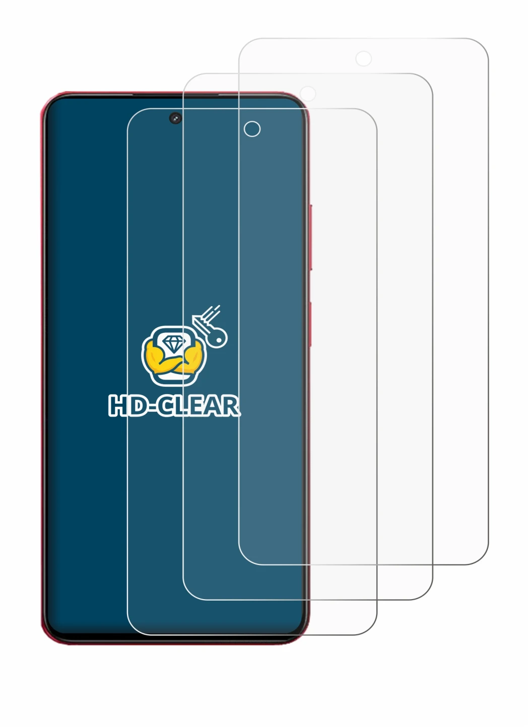 Image of the device realme 14x with a wide variety of screen protectors.