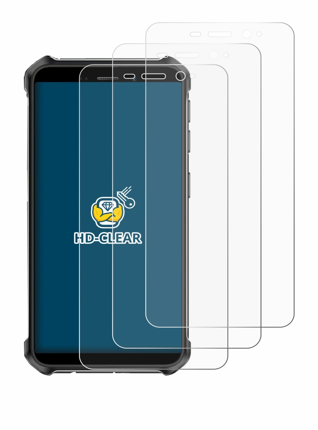 Image of the device Ulefone Armor X12 with a wide variety of screen protectors.