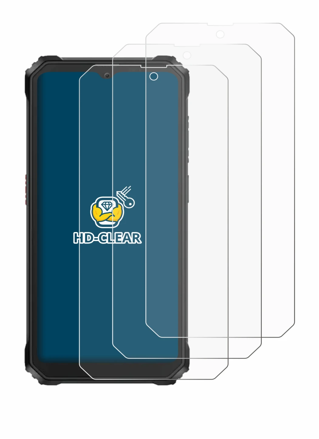 Image of the device Blackview BV6200 Plus with a wide variety of screen protectors.