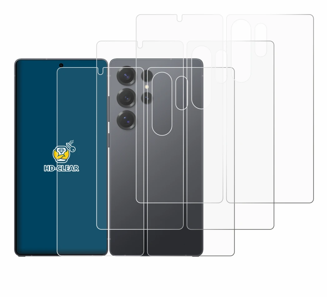 Image of the device Samsung Galaxy S25 Ultra (Front+Back) with a wide variety of screen protectors.