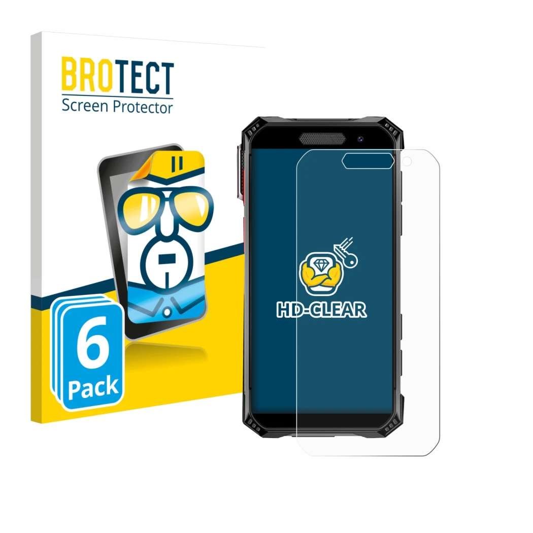 Front side of a product packaging with the brand logo BROTECT. Next to it is the device Soyes S10 Max shown with the correspon