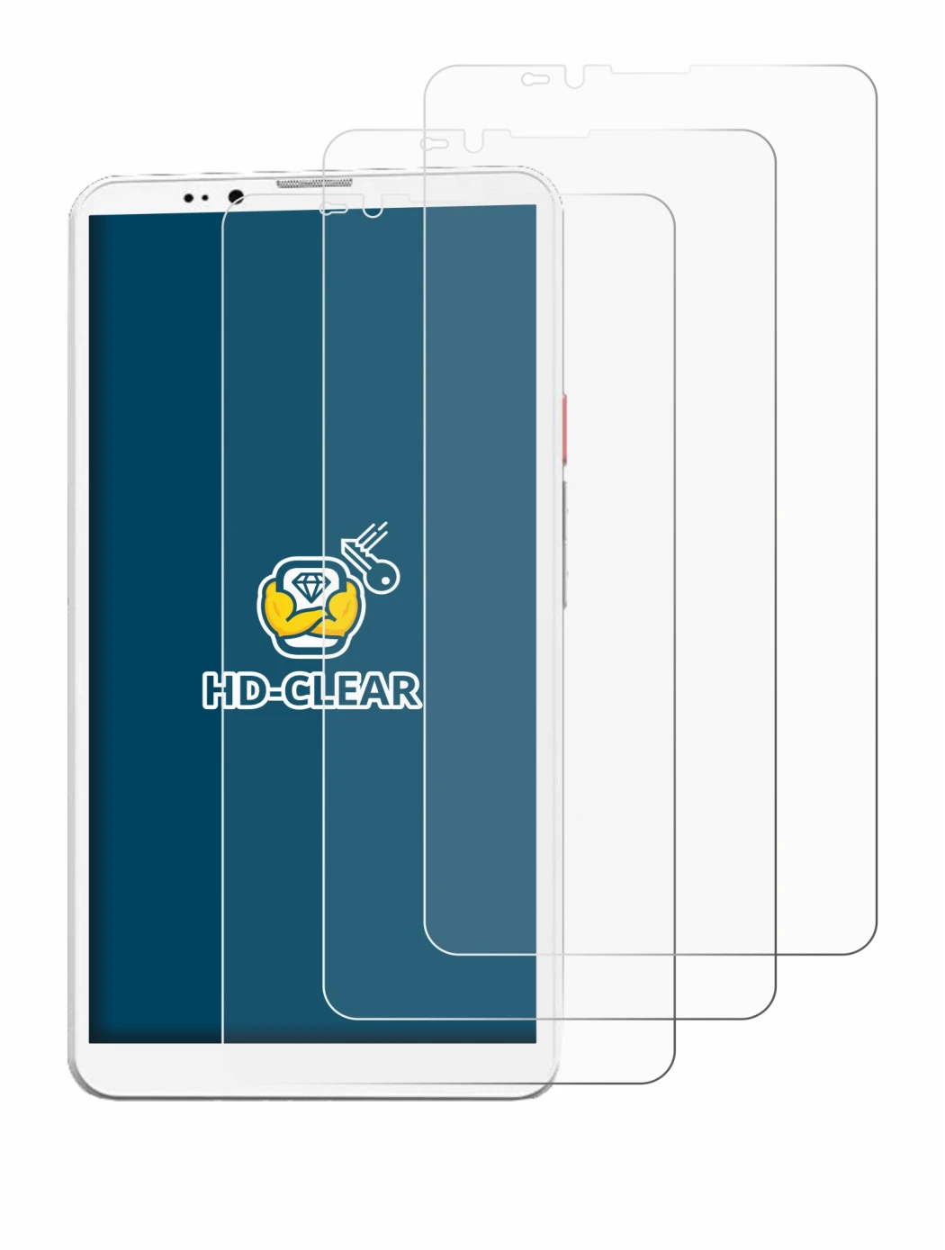 Image of the device Bigme Hibreak Pro with a wide variety of screen protectors.
