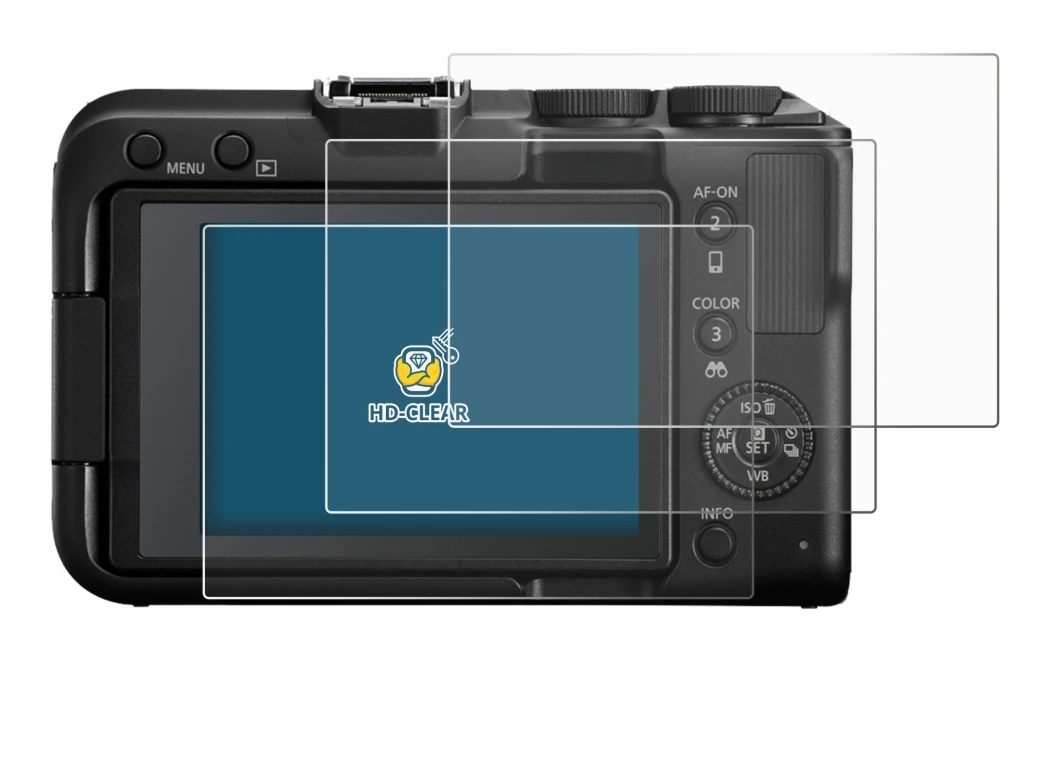 Image of the device Canon EOS R50 V with a wide variety of screen protectors.