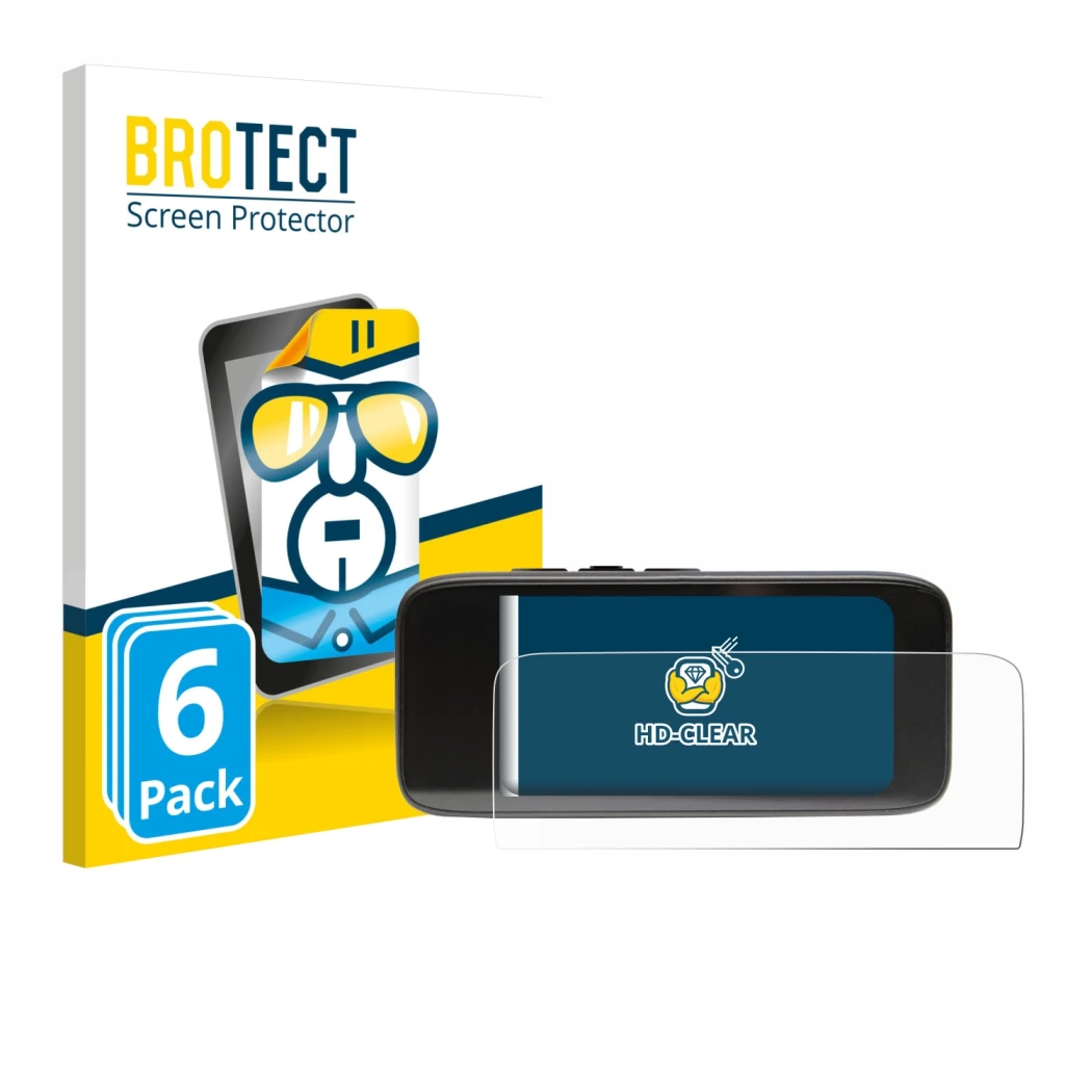 Front side of a product packaging with the brand logo BROTECT. Next to it is the device Peterson StroboClip HD shown with the 