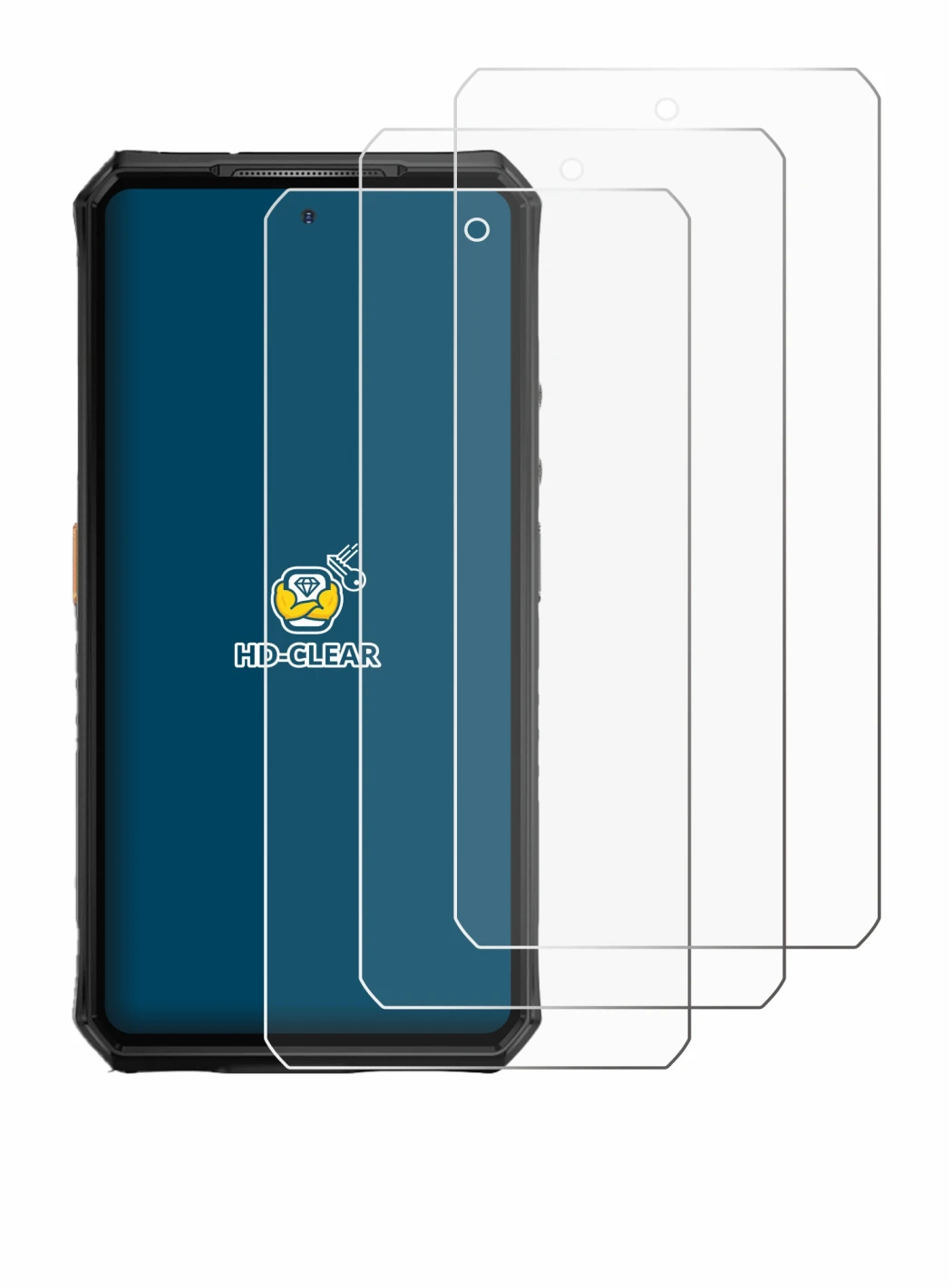 Image of the device Ulefone Armor 28 Pro with a wide variety of screen protectors.