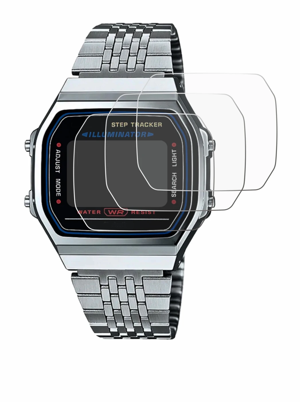 Image of the device Casio iconic ABL-100WE-1A with a wide variety of screen protectors.