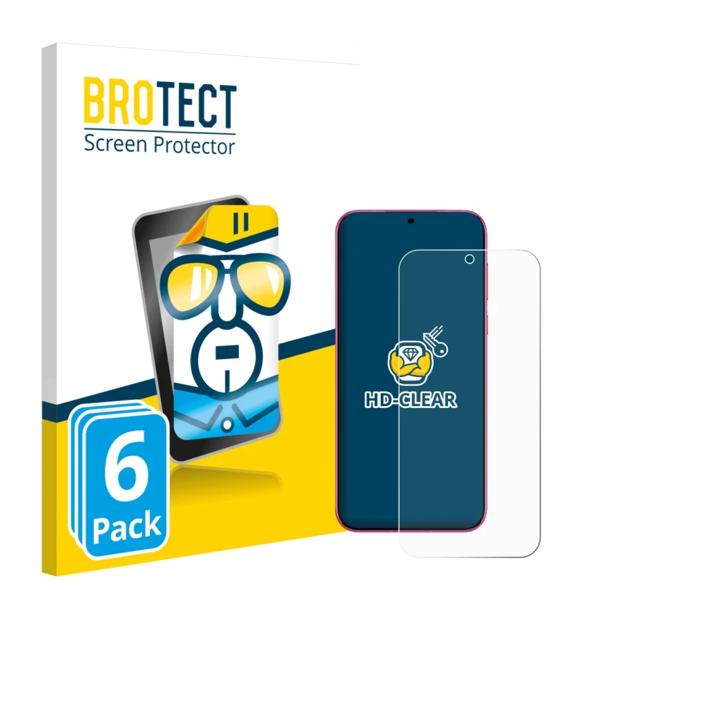 Front side of a product packaging with the brand logo BROTECT. Next to it is the device Huawei Pura 80 shown with the correspo