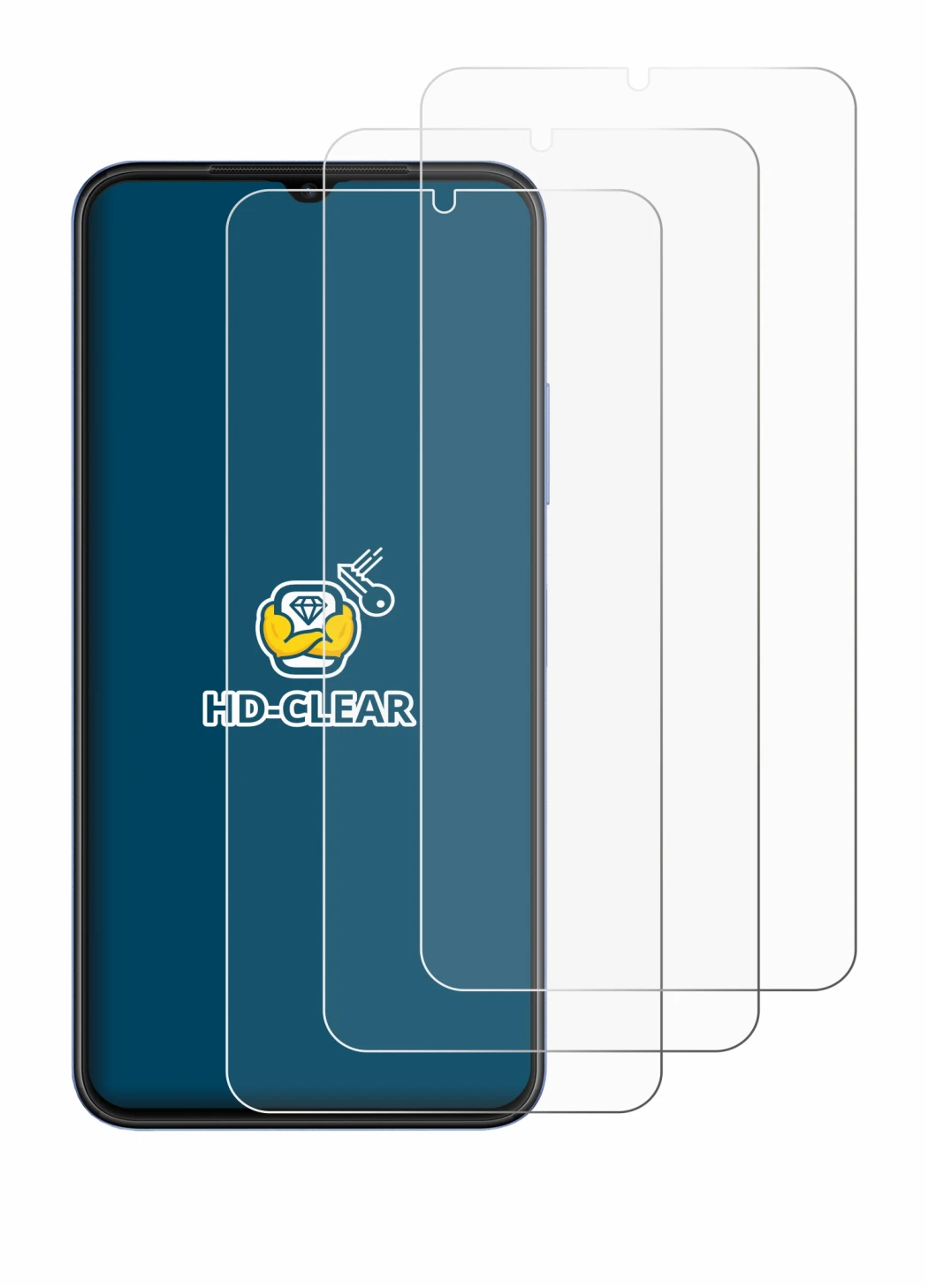 Image of the device Huawei Nova Y61 with a wide variety of screen protectors.