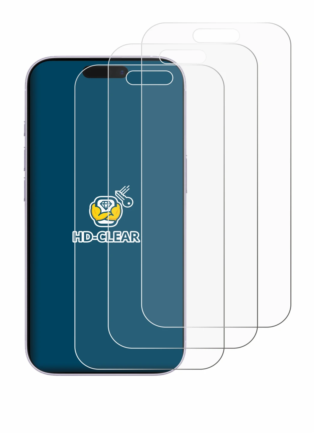 Image of the device Apple iPhone 17 with a wide variety of screen protectors.