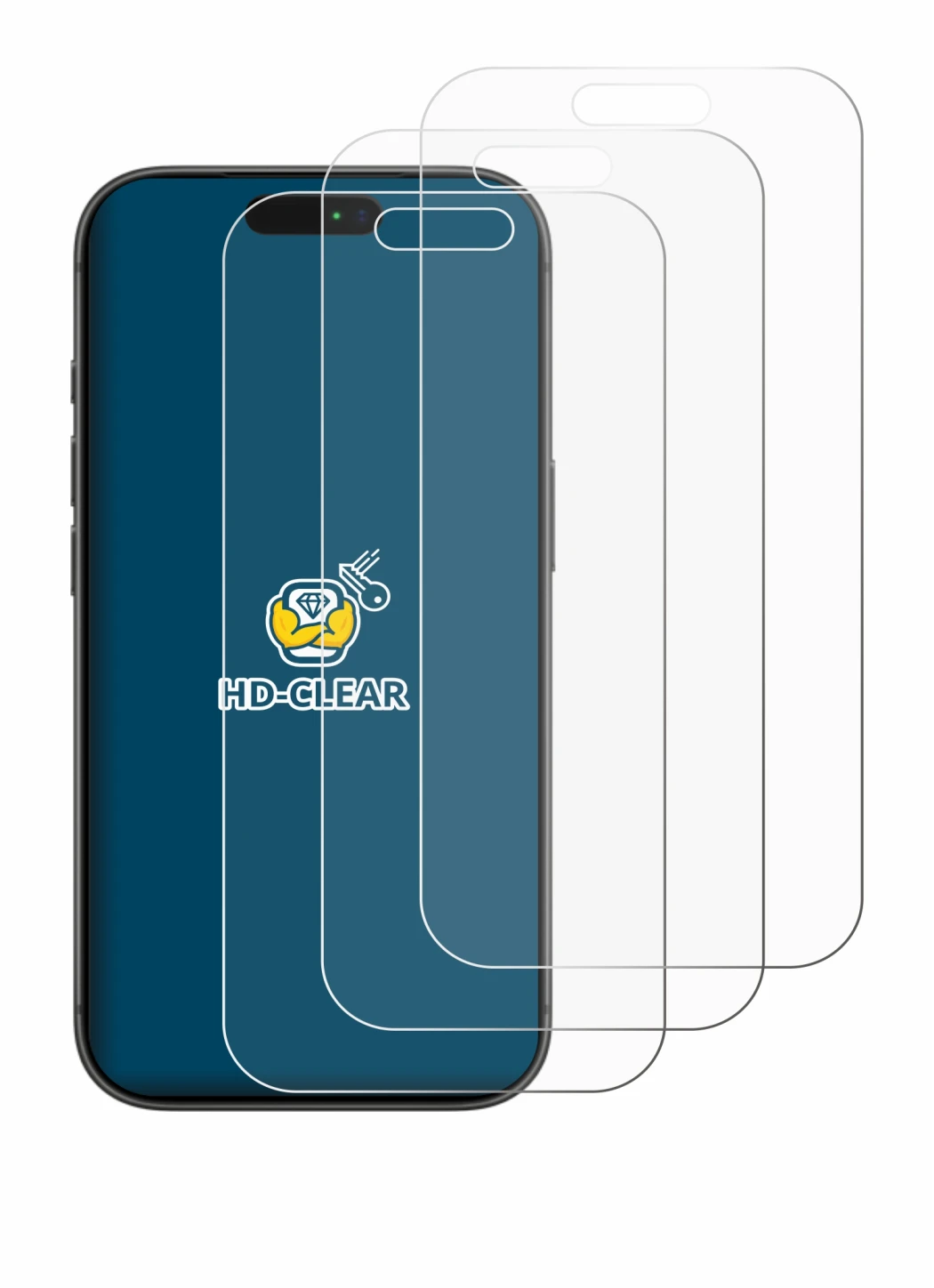 Image of the device Apple iPhone 17 Pro with a wide variety of screen protectors.