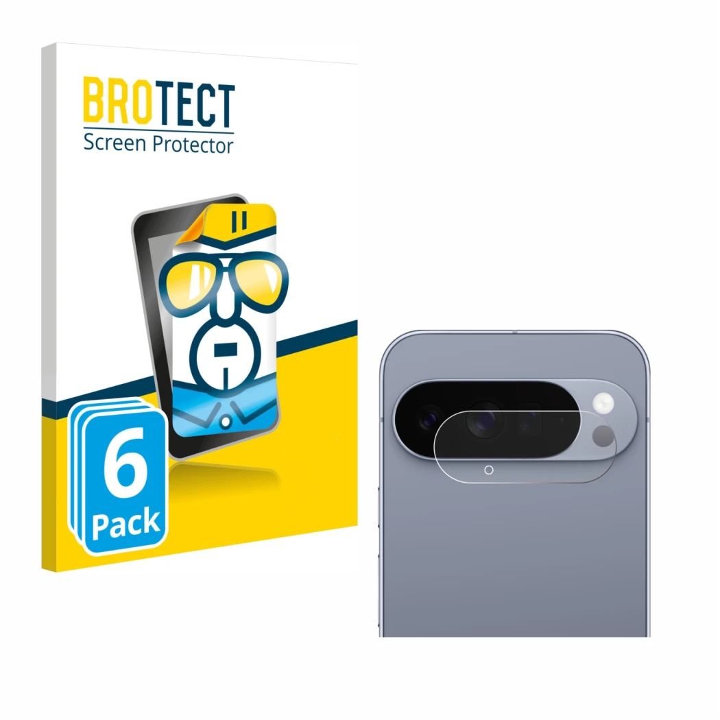 Front side of a product packaging with the brand logo BROTECT. Next to it is the device Google Pixel 10 Pro XL (ONLY Camera Le