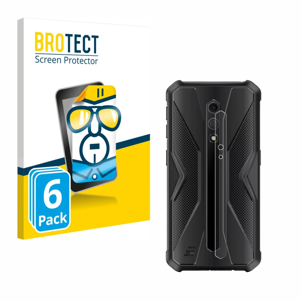 Front side of a product packaging with the brand logo BROTECT. Next to it is the device Ulefone Armor X12 Pro (ONLY Camera Len