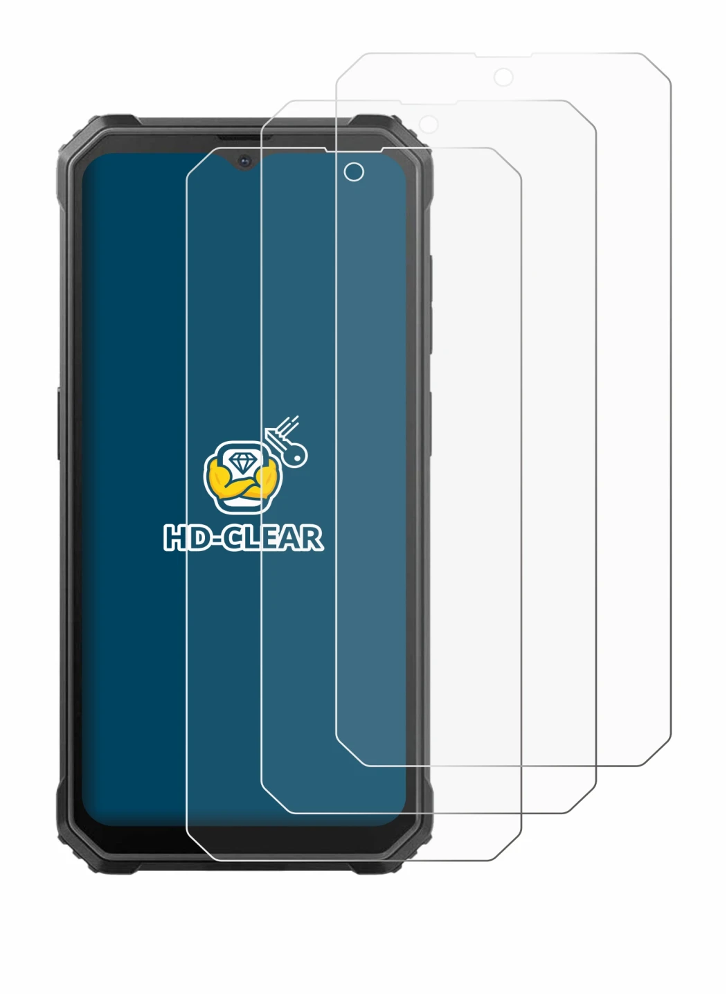 Image of the device Blackview BV4800 SE with a wide variety of screen protectors.
