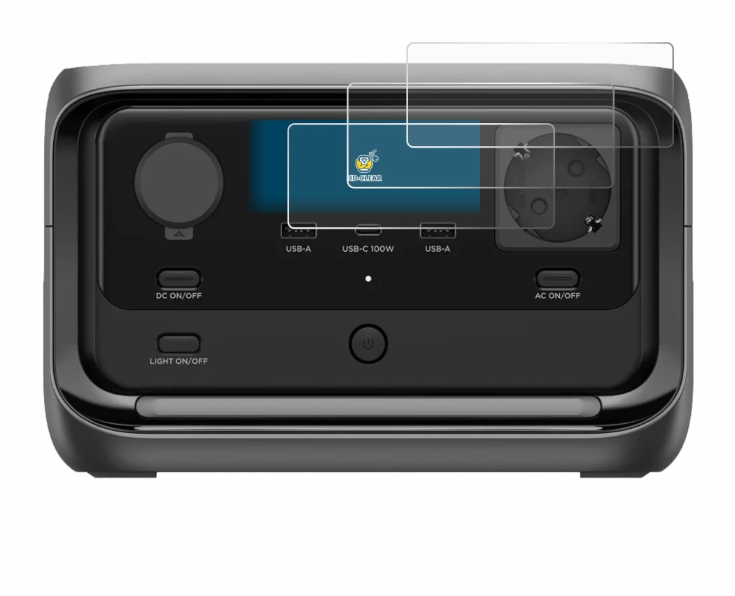Image of the device EcoFlow River 3 Plus with a wide variety of screen protectors.