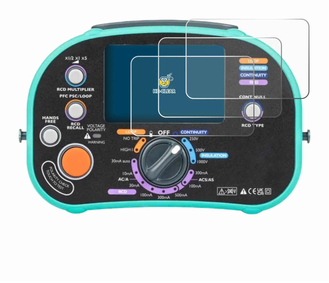 Image of the device Kewtech KT63DL with a wide variety of screen protectors.